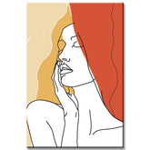 Painting by numbers art minimalism line drawing woman with hand on chin